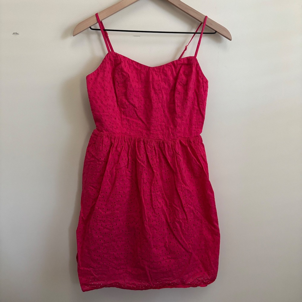 Old Navy Pink Eyelet Mini Dress Smocked Back Adjustable Straps Small